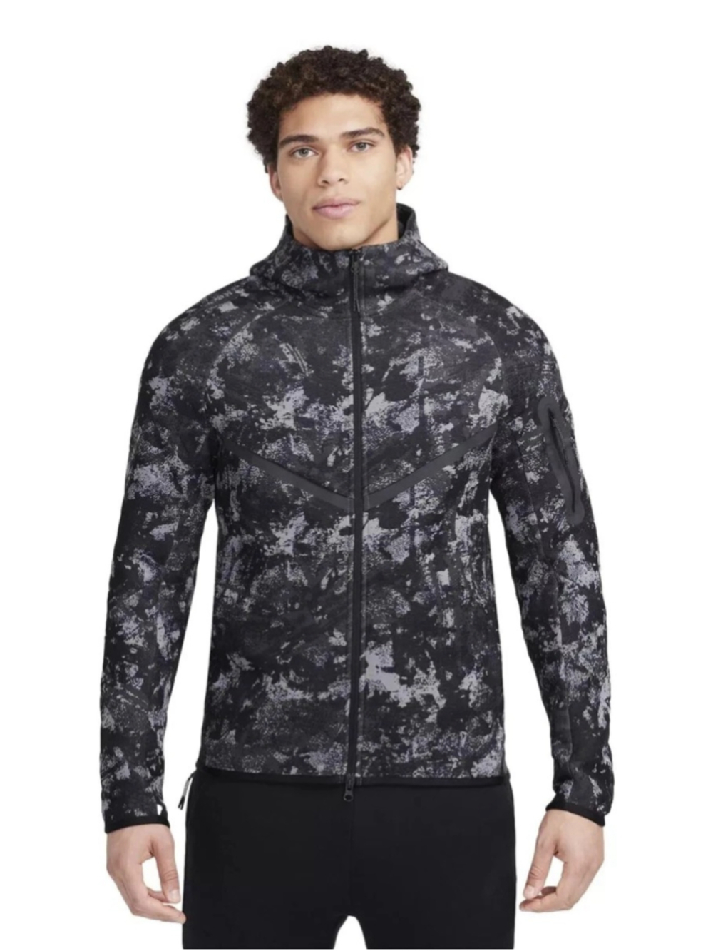 Nike Tech Windrunner Fleece Full-Zip Hoodie Black HV5055-060 Men's Size Large